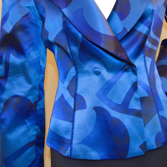 Armani Collezioni Blue Silk Blazer EU 44 Made in Italy 🇮🇹 - Picture 11 of 14